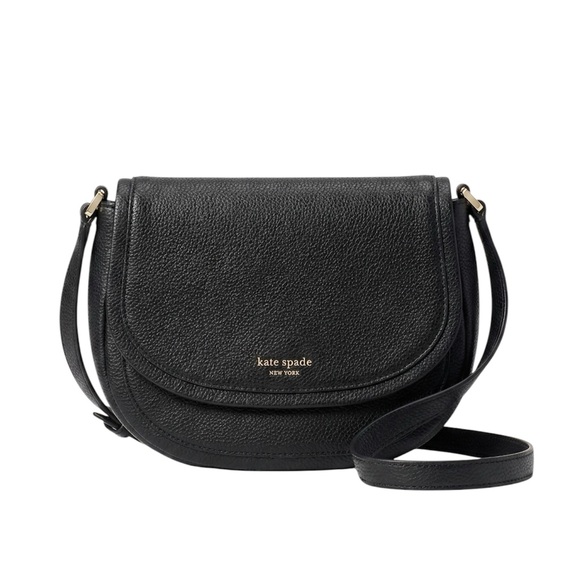 kate spade Handbags - kate spade Pebbled Leather Black Crossbody Saddle Bag